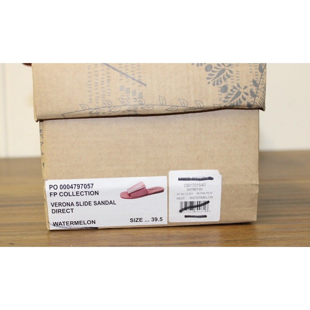 Free People Verona Slide Sandal Watermelon Pink Leather Boho Flats Size 39.5‎ 9 - Picture 2 of 8